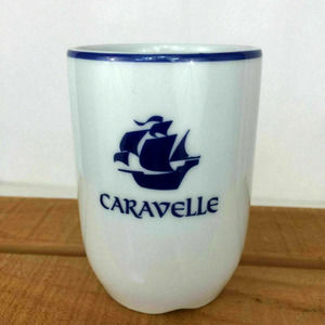 Porsgrund Norway 1985 Scandinavian White Blue Caravelle Sailboat Coffee Cup Mug